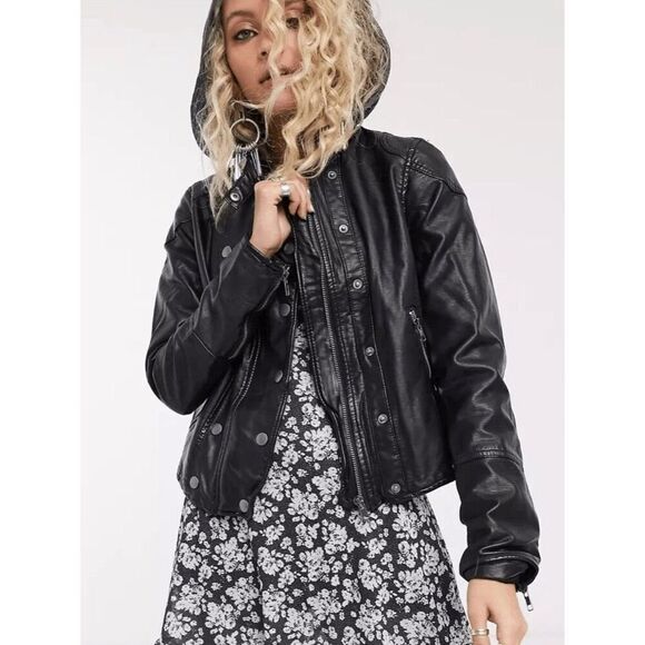 NEW WE THE FREE by Free People Women’s Small New Dawn Vegan Faux Leather Black M - Picture 8 of 9